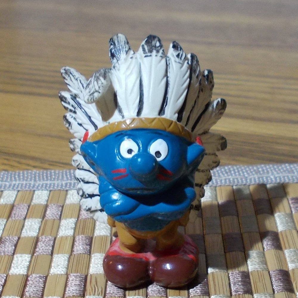 Rare Collectable Smurfs Indian Chief Native American VTG